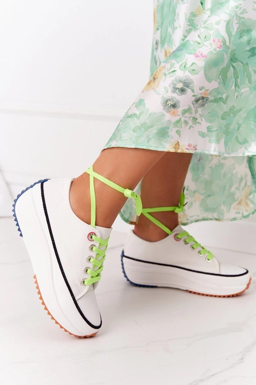 Damskie Trampki Na Platformie Białe Electric Love