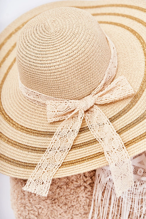 Damski Kapelusz Z Kokardą Beżowy Fibi