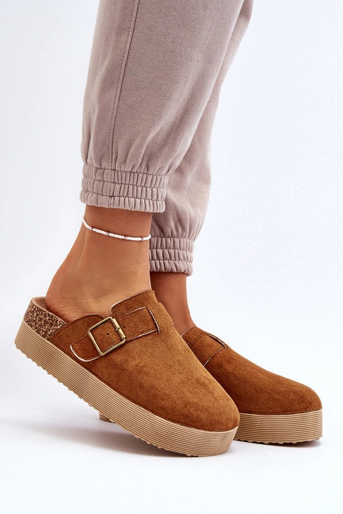 Klapki Damskie Chodaki Na Platformie Camel Jorffia