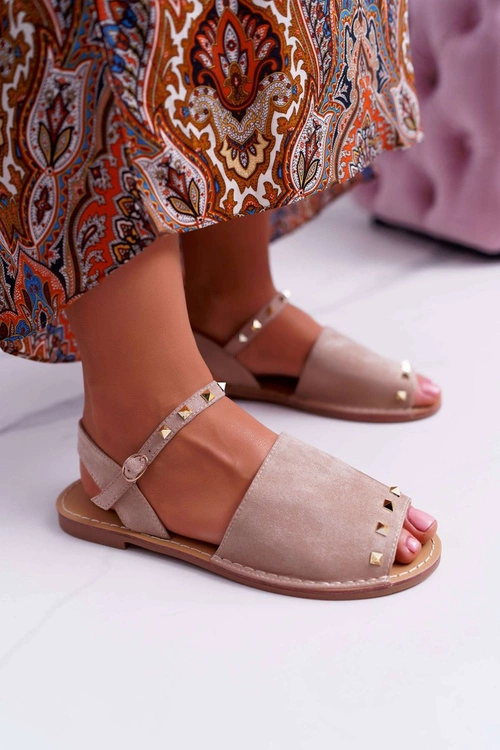 Damskie Sandały Lu Boo Zamszowe Beżowe Silena