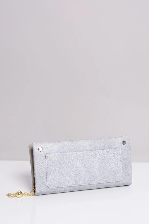 Duży Damski Szary Portfel z Kieszonką