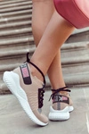 Damskie Wsuwane Sportowe Buty Sneakersy Beżowe Klayra