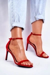 Sandały Damskie Na Szpilce Klasyczne Czerwone Basilian