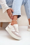 Sneakersy Damskie Na Platformie Beżowe Lesida