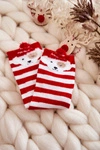 Młodzieżowe Skarpety W Paski Z Pieskiem Biało-Czerwone