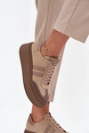 Skórzane Zamszowe Sneakersy Damskie Na Platformie Zazoo 3775 Beżowe