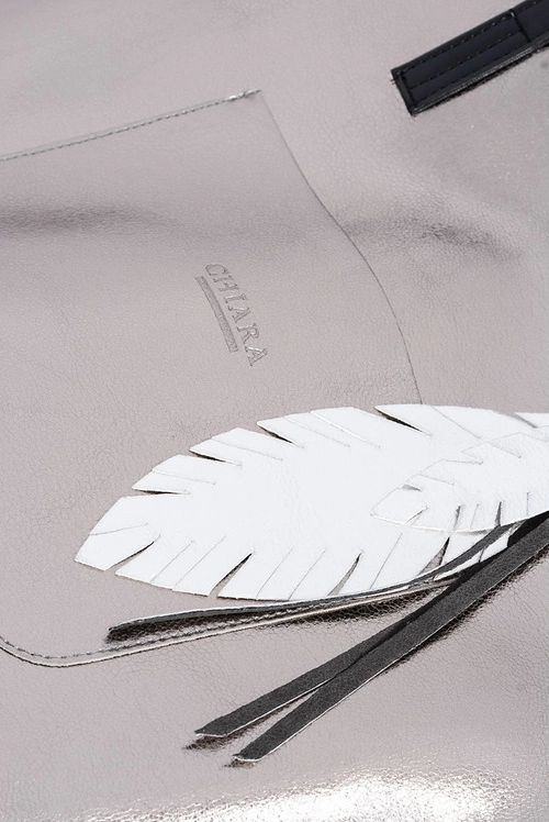 Duża Srebrna Torba Damska Shopper + Mniejsza Torebka