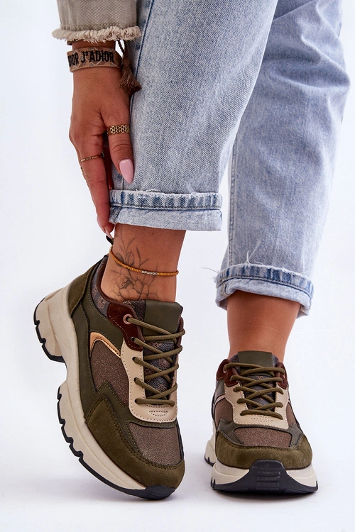 Sznurowane Buty Sportowe Na Platformie Zielone Escape