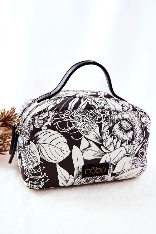 Duża Kosmetyczka NOBO Kwiaty L0040-CM00 Czarna