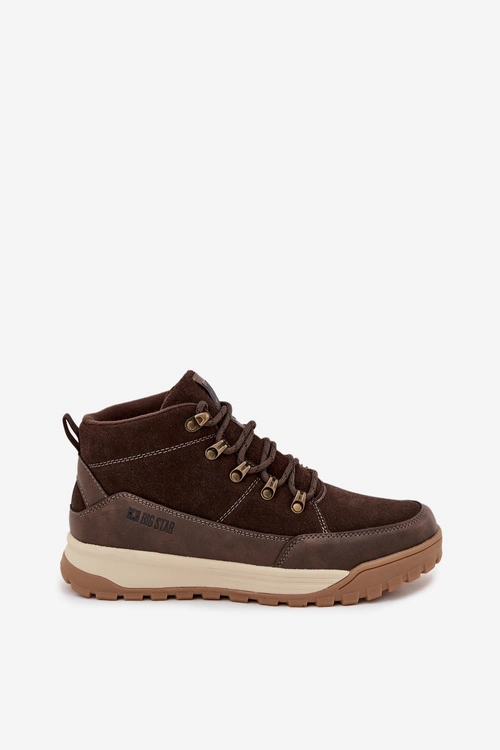 Zamszowe Buty Trekkingowe Męskie Big Star SS174263 Brązowe