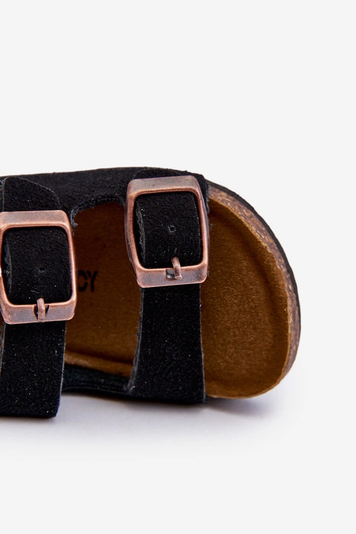 Sandałki Dziecięce Na Korkowej Platformie Zapinane Na Rzep Czarne Rorria