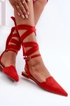 Wiązane Baleriny Eko Zamszowe Z Noskami W Szpic Czerwone Ellesara
