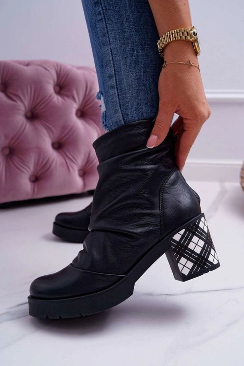 Botki Damskie Skórzane Maciejka Czarne 04216-01