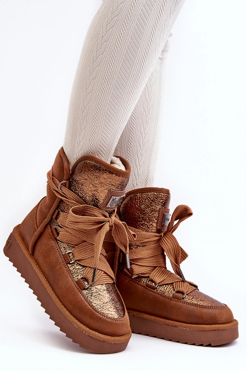 Damskie Śniegowce Z Wiązaniem D.Franklin DFSH370006 Brązowe