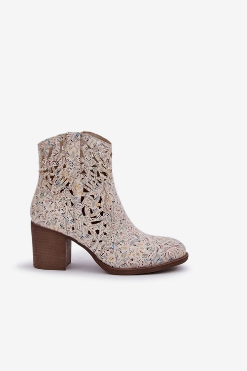 Ażurowe Botki Na Słupkowym Obcasie Multikolor Nurissa