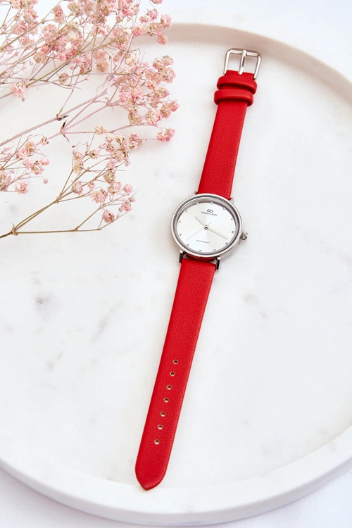 Damski Wodoodporny Analogowy Zegarek Giorgio&Dario Czerwono-Srebrny