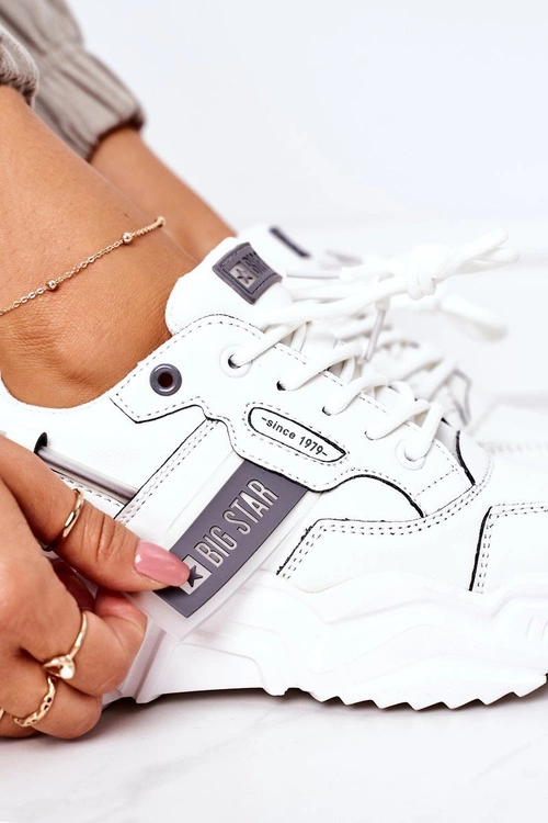 Damskie Sportowe Buty Sneakersy Big Star GG274213 Biało-Szare