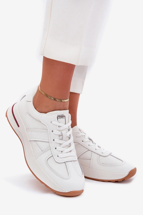 Skórzane Damskie Buty Sportowe Sneakersy Daniel Lopez Just Dare SS2D4042 Białe