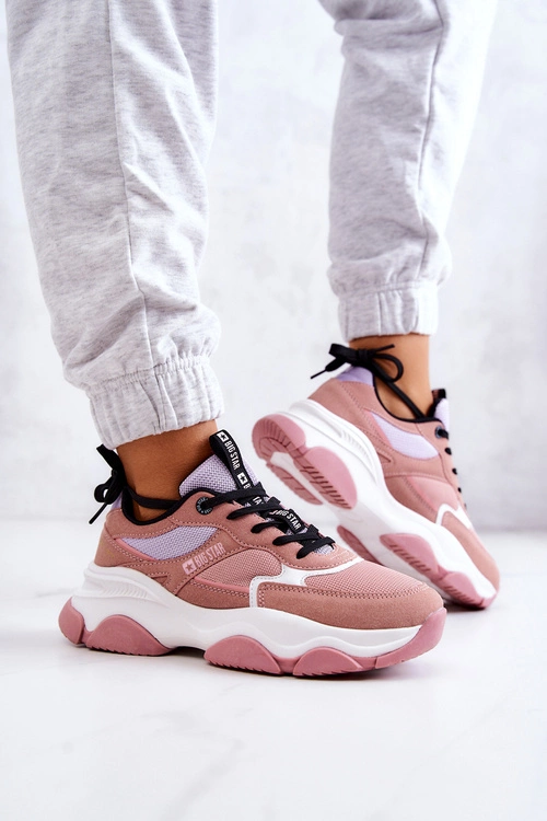 Damskie Sneakersy Buty Sportowe Big Star JJ274577 Różowe