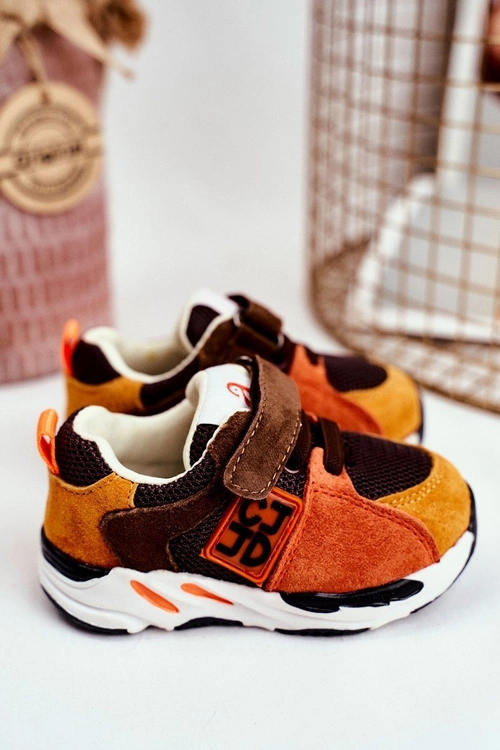 Sportowe Buty Dziecięce na Rzep Brązowe Jonaba