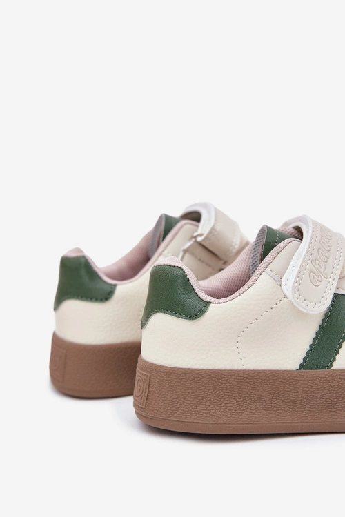 Sneakersy Dziecięce Na Platformie Beżowo-Zielone Sopiaella