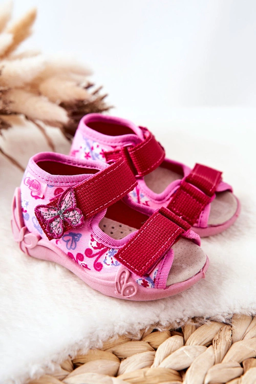 Sandałki Befado Na Rzep 342P021 Różowe