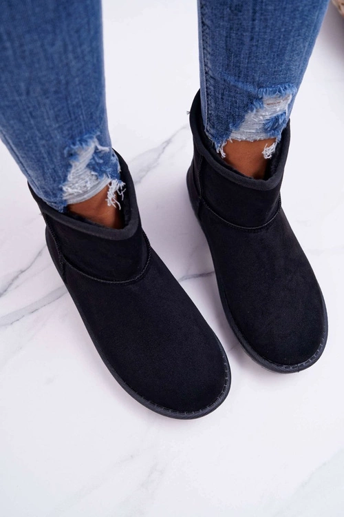 Damskie Botki Śniegowce Ocieplane Czarne Borneo