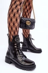 Lakierowane Botki Workery Z Ozdobą Czarne Emmber