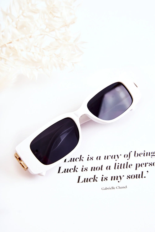 Modne Okulary Przeciwsłoneczne Prostokątne V120035 Białe