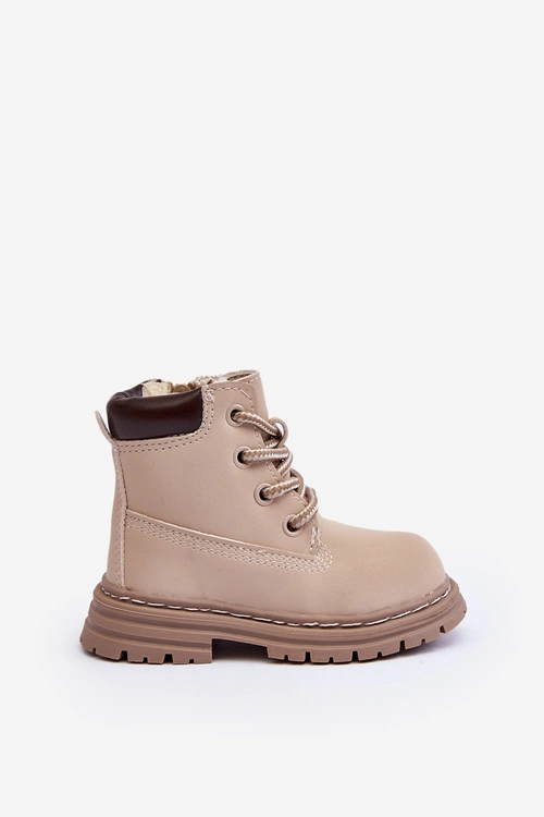Dziecięce Botki Trapery Na Suwak Beżowe Bansi