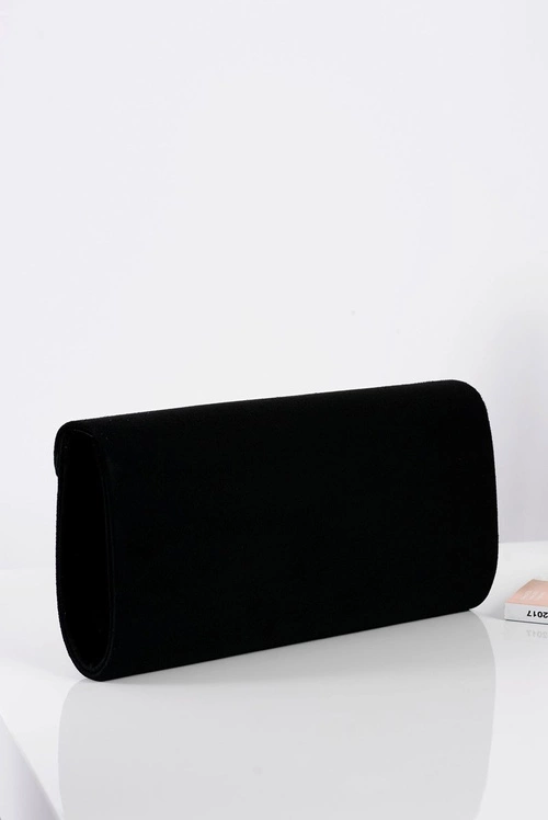 Damska Torebka Czarna Zamszowa Kopertówka Złoty Łańcuszek