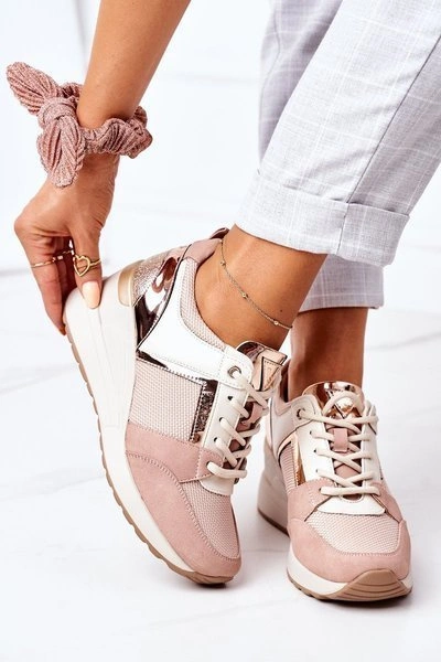 Sneakersy Na Koturnie Vinceza 10606 Różowe