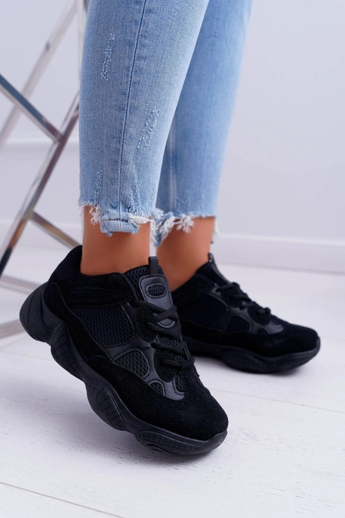 Sportowe Damskie Buty Przewiewna Tkanina Czarne Thai