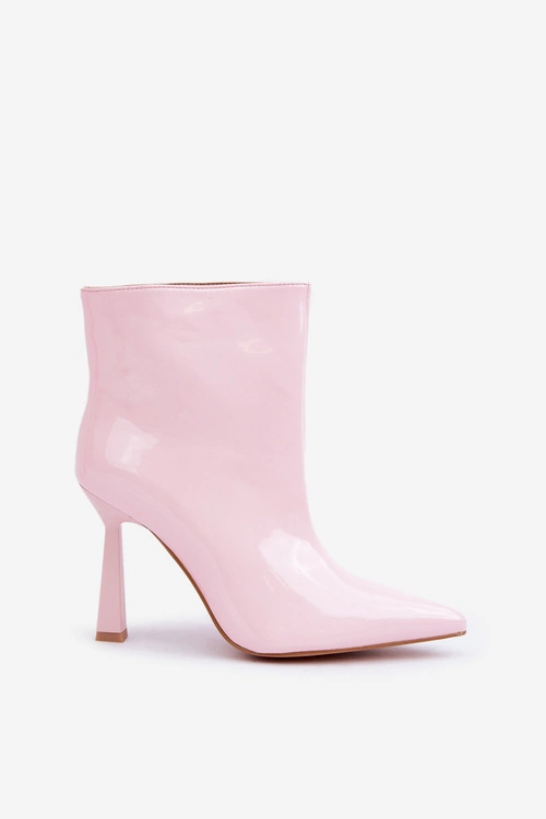 Lakierowane Botki Na Szpice Wsuwane Jasnoróżowe Seliri