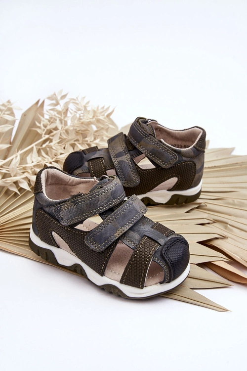 Dziecięce Sandałki Na Rzepy Ciemnozielone Falcon