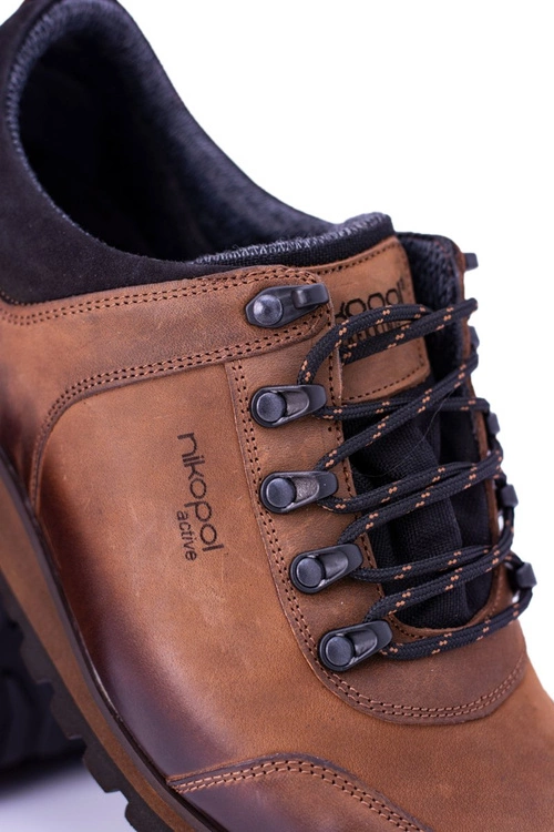 Męskie Trekkingowe Brązowe Półbuty Nikopol 1685