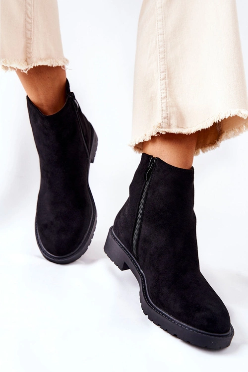 Botki Sztyblety Na Płaskim Obcasie Czarne Laurette