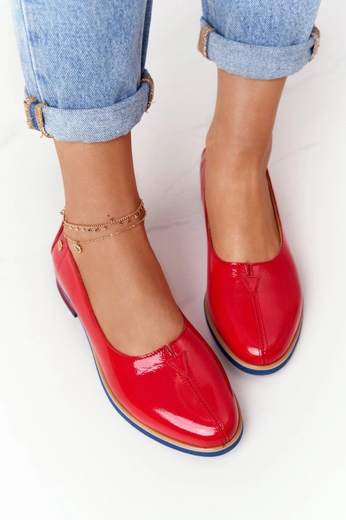 Skórzane Lakierowane Półbuty Maciejka 05035-08 Czerwone