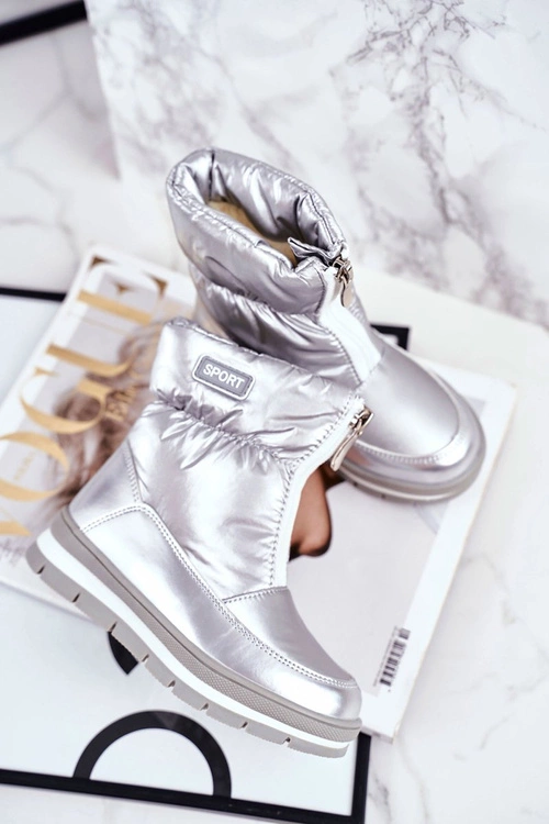 Dziecięce Śniegowce Ocieplane Wełną Srebrne Bubbles