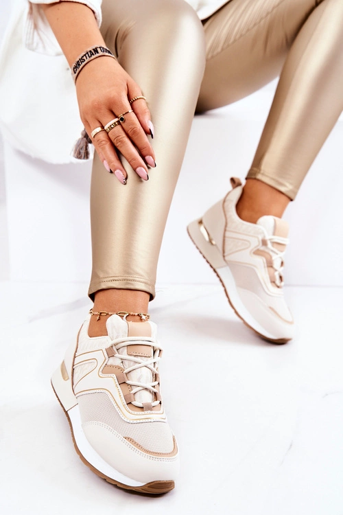 Sportowe Buty Na Platformie Beżowe Ginevra