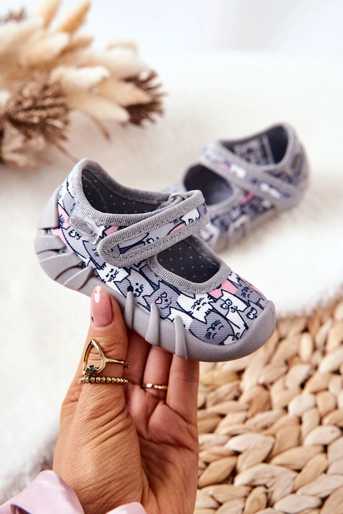 Papcie Baleriny Befado Kotki 109P241 Szare