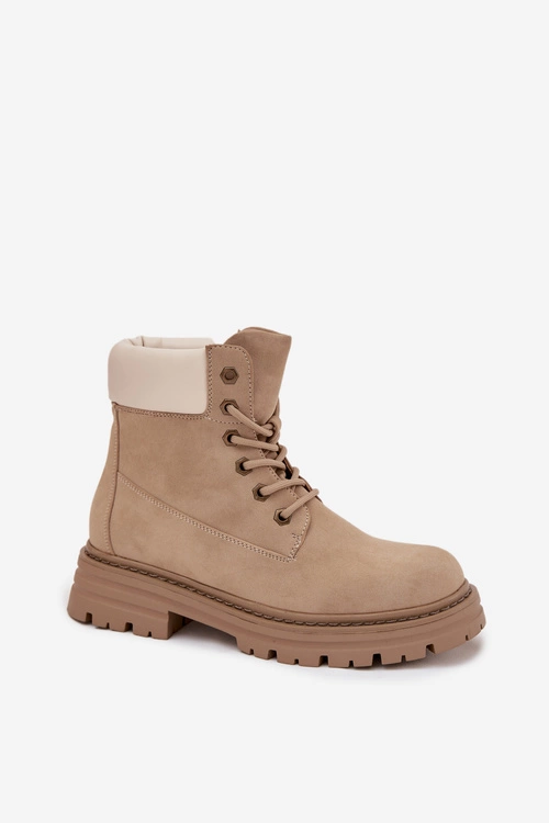 Trapery Damskie Sznurowane Beżowe Norena