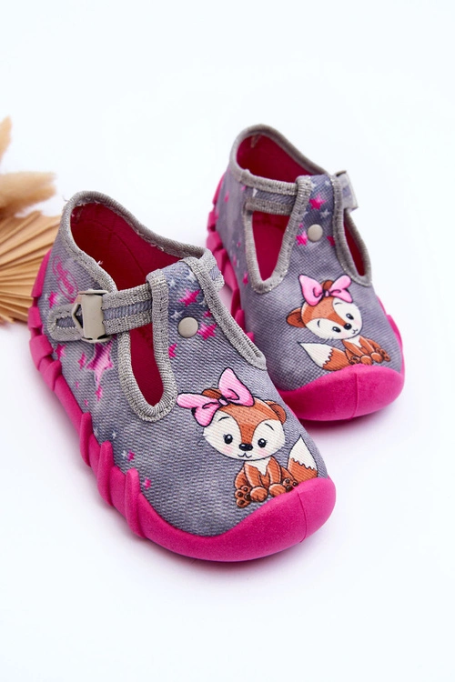 Buty Papcie Befado Wiewiórki 110P467 Szaro-Różowe