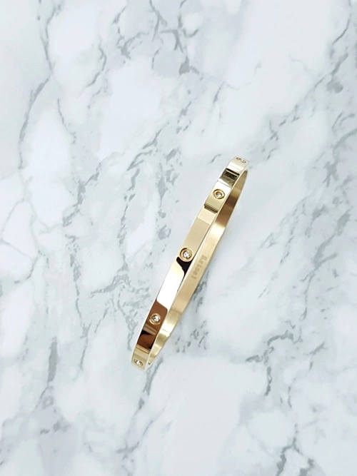 Damska Bransoletka Stalowa Z Cyrkoniami 4mm Złota Valerii