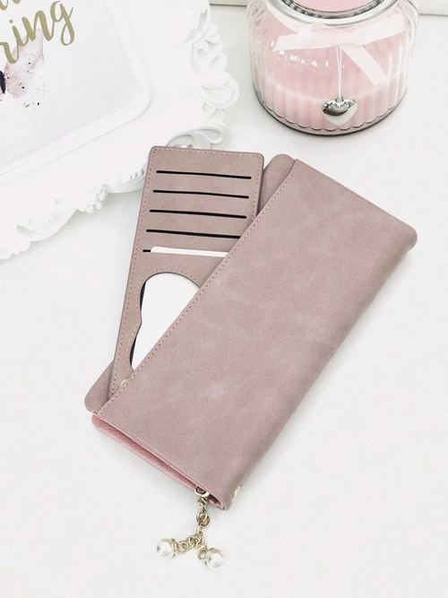 Duży Damski Portfel Pudrowy Róż