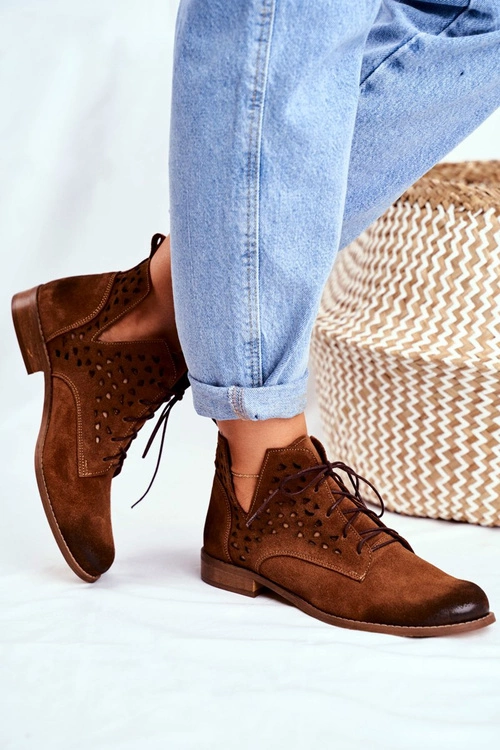 Botki Damskie Skórzane Camel Low Meridan
