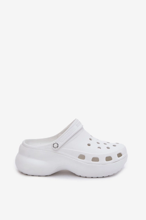 Piankowe Klapki Damskie Na Masywnej Podeszwie Big Star RR274A119 Białe