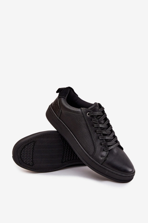 Skórzane Sneakersy Męskie Lee Cooper LCJ-25-33-3965 Czarne