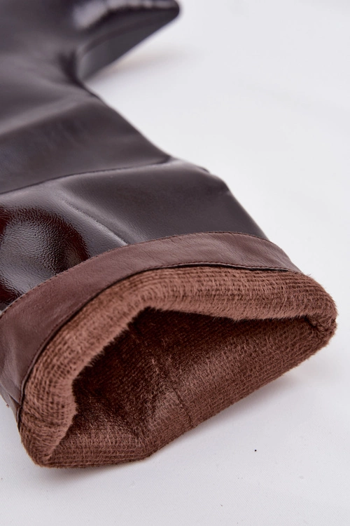 Lakierowane Kozaki Damskie Na Niskim Obcasie Bordowe Mireva