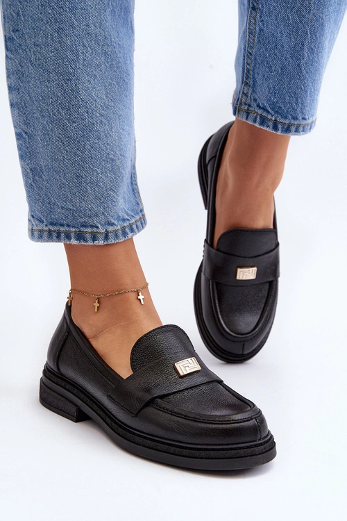 Zazoo 20165 Skórzane Mokasyny Damskie Czarne